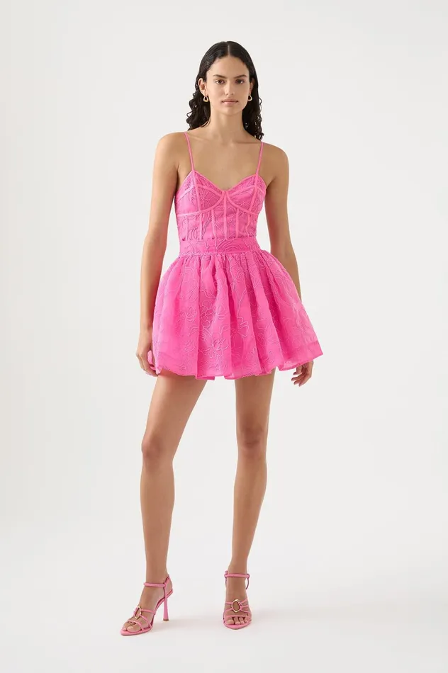 Evangeline Cornelli Mini Skirt Protea Pink Women Aje Skirts