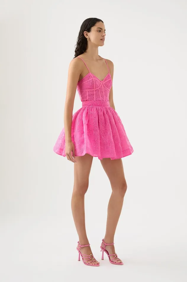 Evangeline Cornelli Mini Skirt Protea Pink Women Aje Skirts