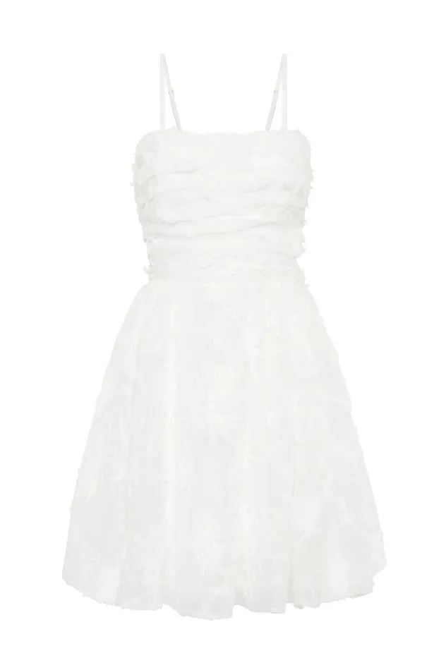 Evangeline Mini Dress Ivory Women Aje White Dresses