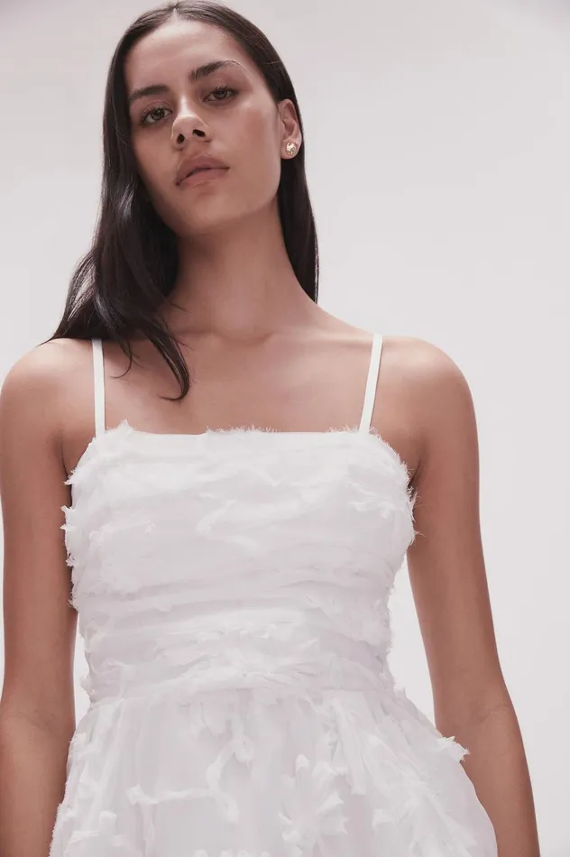 Evangeline Mini Dress Ivory Women Aje White Dresses