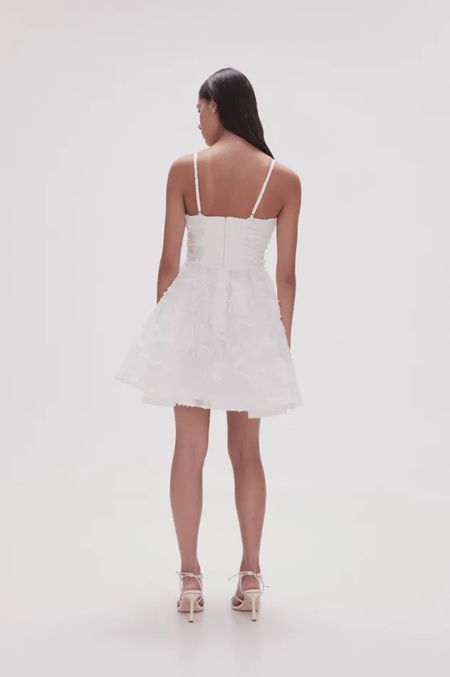 Evangeline Mini Dress Ivory Women Aje White Dresses