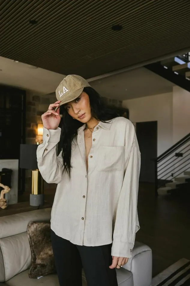 Finley Button Up In Taupe Taupe Women Bohme Tops