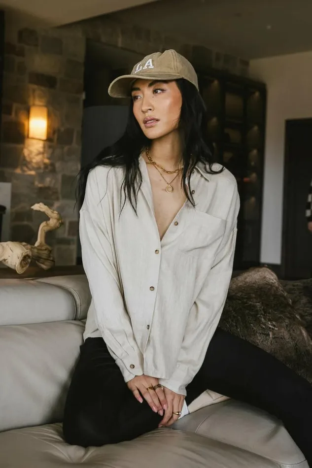 Finley Button Up In Taupe Taupe Women Bohme Tops