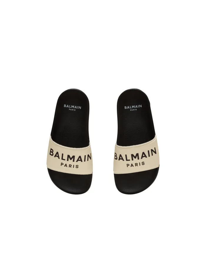 Flat Logo Sandals Black Kids Balmain