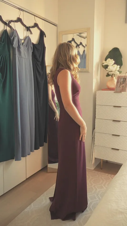 Formal Women Sachin and Babi Loretta 4Way Stretch Crepe Gown 8211 Slate Blue