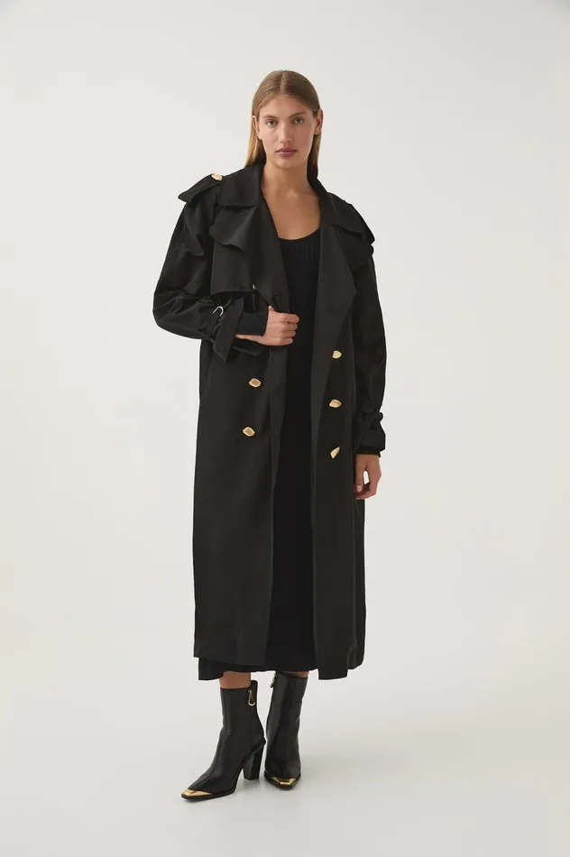 Francine Trench Coat Black Women Aje Blazers Jackets 038 Coats