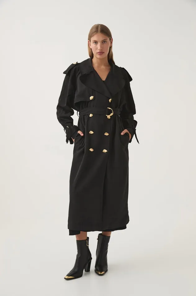 Francine Trench Coat Black Women Aje Blazers Jackets 038 Coats