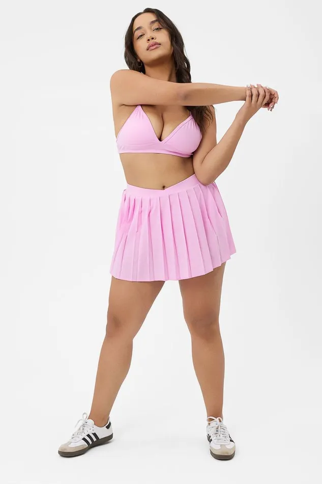 Frankies Bikinis Active Women Billie Racerback Sports Bra Baby Pink