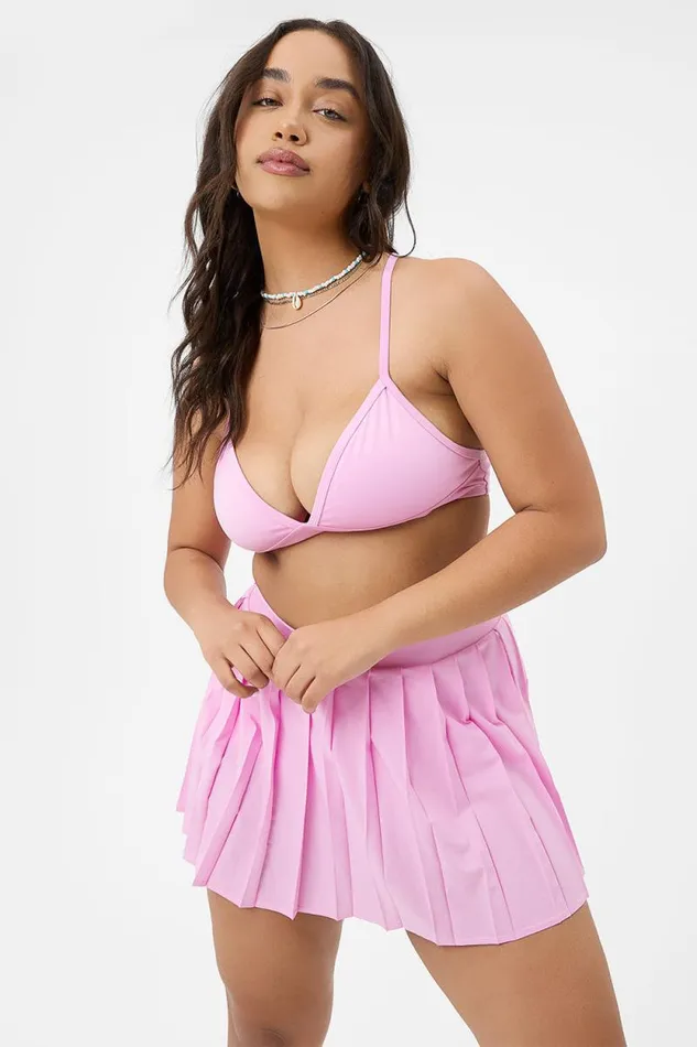 Frankies Bikinis Active Women Billie Racerback Sports Bra Baby Pink