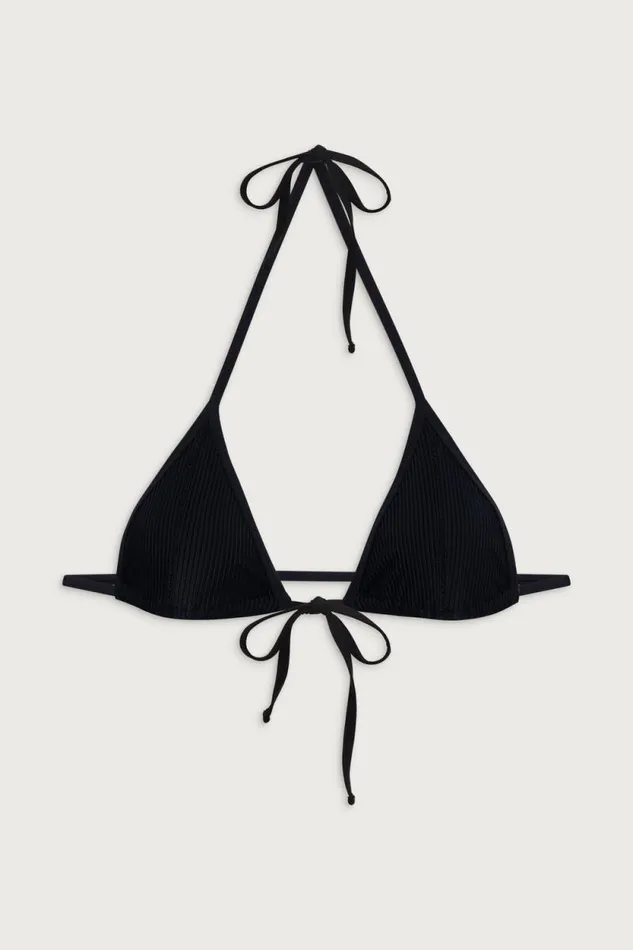 Frankies Bikinis Bikinis Women Coastal Micro Triangle Bikini Top Black
