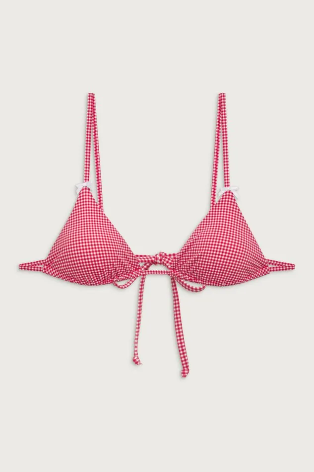 Frankies Bikinis Bikinis Women Lumia Triangle Bralette Bikini Top Ladybug Gingham
