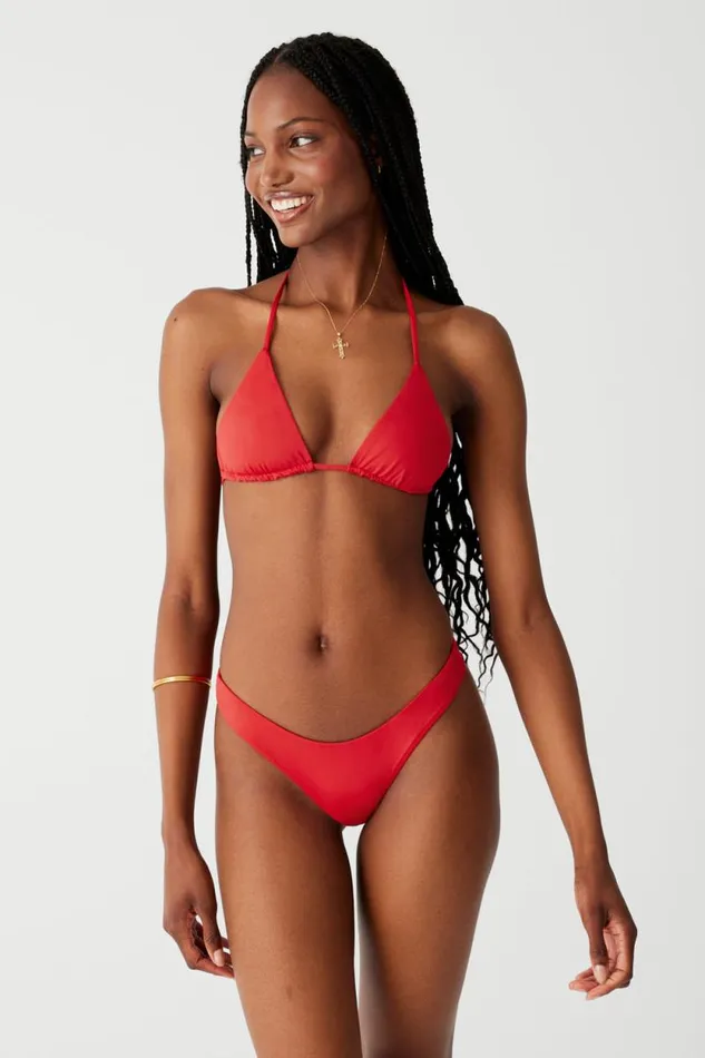 Frankies Bikinis Bikinis Women Nick String Triangle Bikini Top True Red