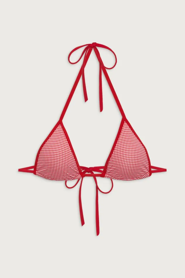 Frankies Bikinis Bikinis Women Nick Triangle Gingham Bikini Top Ladybug Gingham
