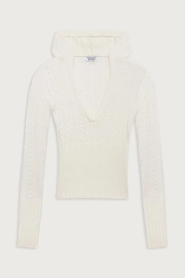 Frankies Bikinis Cloud Knits Women Evermore Cable Cloud Knit Sweater Snow White