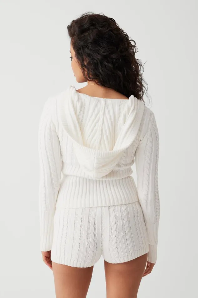 Frankies Bikinis Cloud Knits Women Evermore Cable Cloud Knit Sweater Snow White