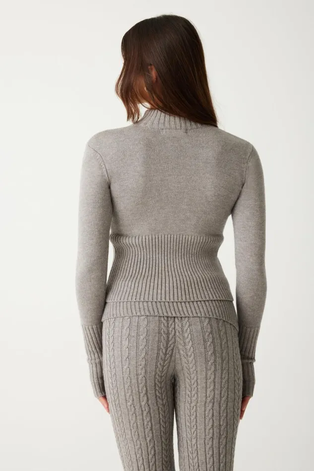 Frankies Bikinis Cloud Knits Women Maverick Cloud Knit Half Zip Sweater Dark Pearl