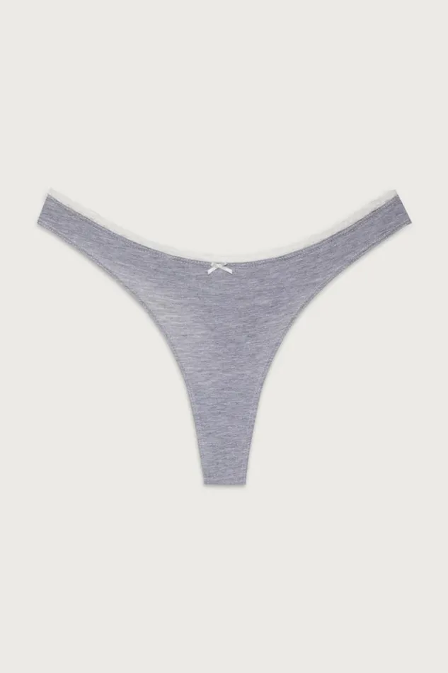 Frankies Bikinis Matching Sets Women Maisie Cotton Thong Heather Grey