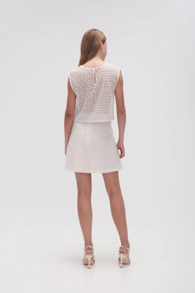 Freya Diamond Pearl Mini Skirt Ivory Women Aje Skirts