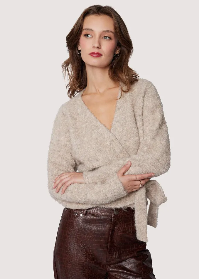 Gabriella Wrap Top Oatmeal Women Lost Wander Tops