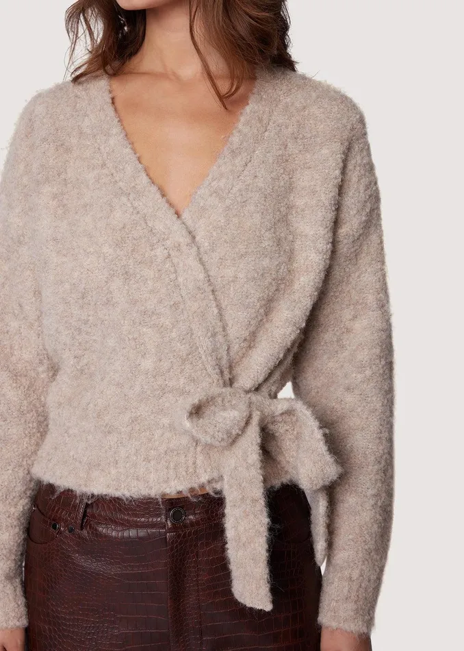 Gabriella Wrap Top Oatmeal Women Lost Wander Tops
