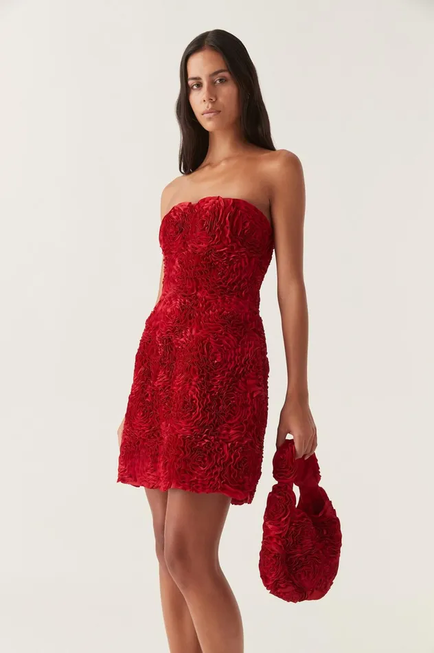 Gazer Rosette Mini Dress Scarlet Red Women Aje Wedding Guest Dresses