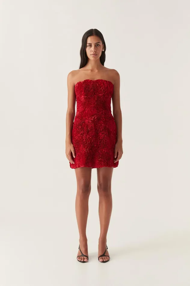 Gazer Rosette Mini Dress Scarlet Red Women Aje Wedding Guest Dresses