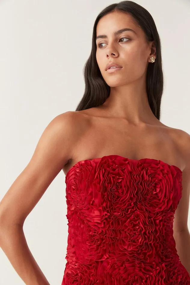 Gazer Rosette Mini Dress Scarlet Red Women Aje Wedding Guest Dresses