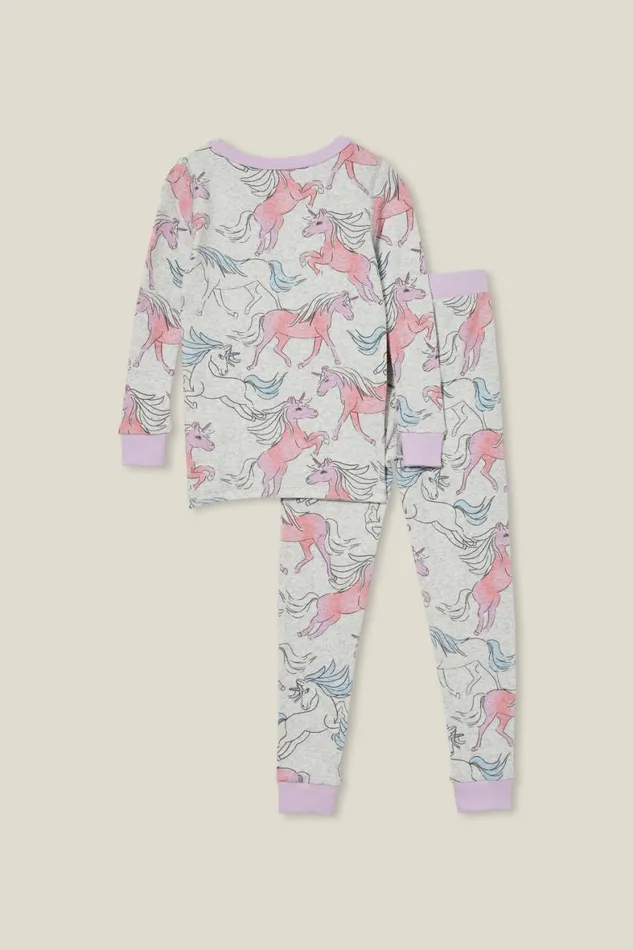 Girls 214Boys 214 Sleepwear Cotton On Mila Long Sleeve Pyjama Set Oatmeal Marlebreezy Unicorn