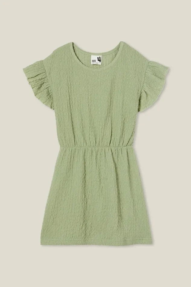 Girls 214 Dresses Cotton On Sonia Short Sleeve Dress Deep Sage