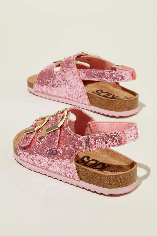 Girls 214 Flats and Sandals Cotton On Theo Sandal Pink Chunky Glitter