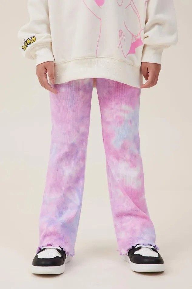 Girls 214 Leggings Pants and Jeans Cotton On Frankie Flare Pant Lilac Droprainbow Tie Dye