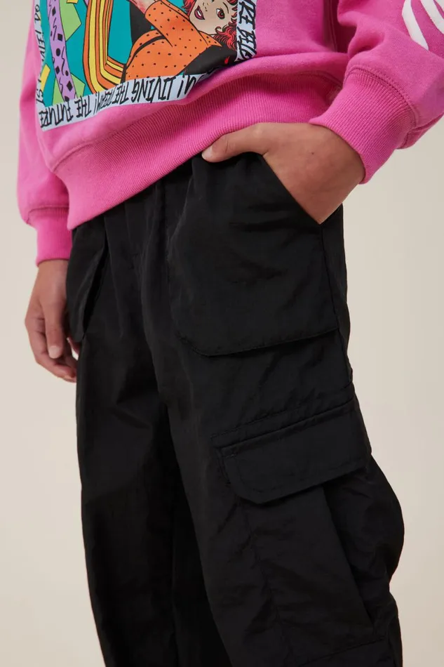 Girls 214 Leggings Pants and Jeans Cotton On Peta Parachute Pant Black