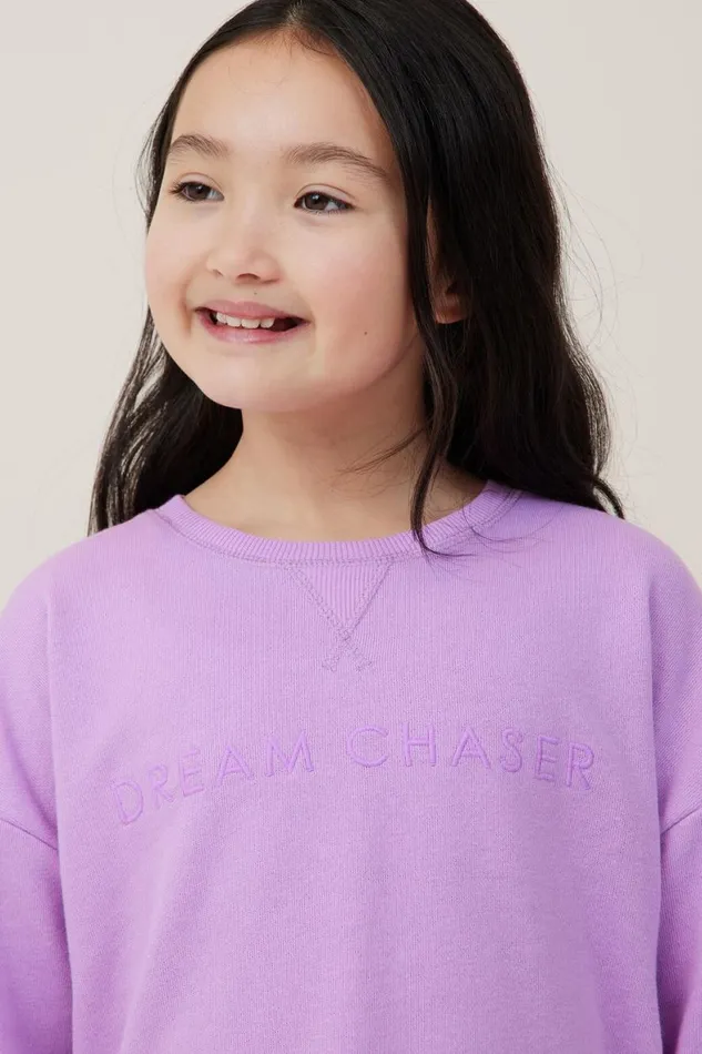 Girls 214 Sweatshirts and Sweatpants Cotton On Dora Scoop Fleece Crew Lavender Dreamsdream Chaser