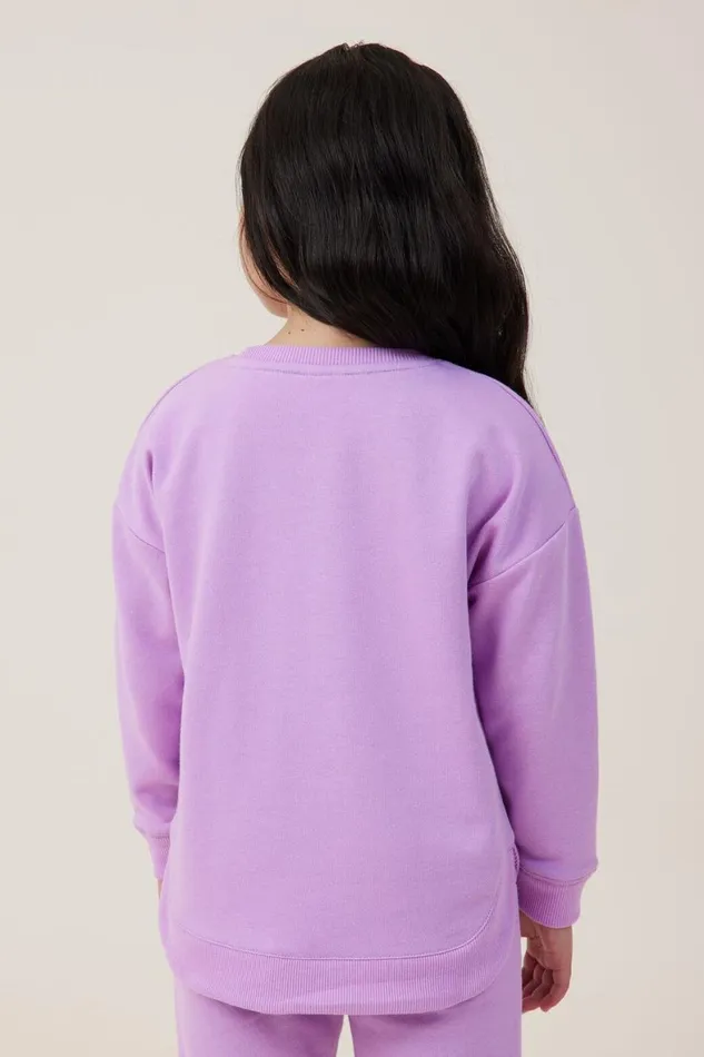 Girls 214 Sweatshirts and Sweatpants Cotton On Dora Scoop Fleece Crew Lavender Dreamsdream Chaser