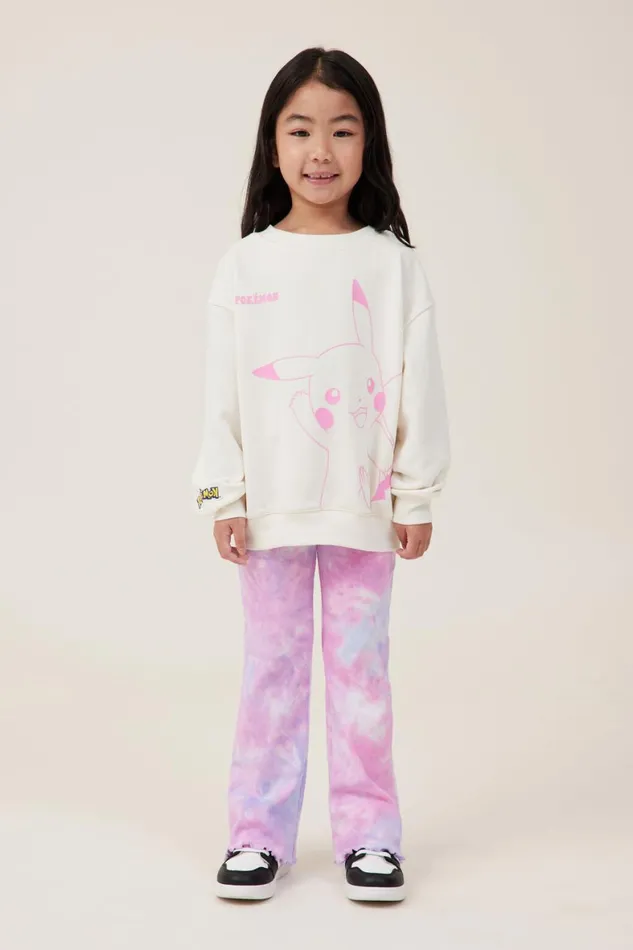 Girls 214 Sweatshirts and Sweatpants Cotton On License Dusty Fleece Crew Neck Lcn Pok Pokemondark Vanilla