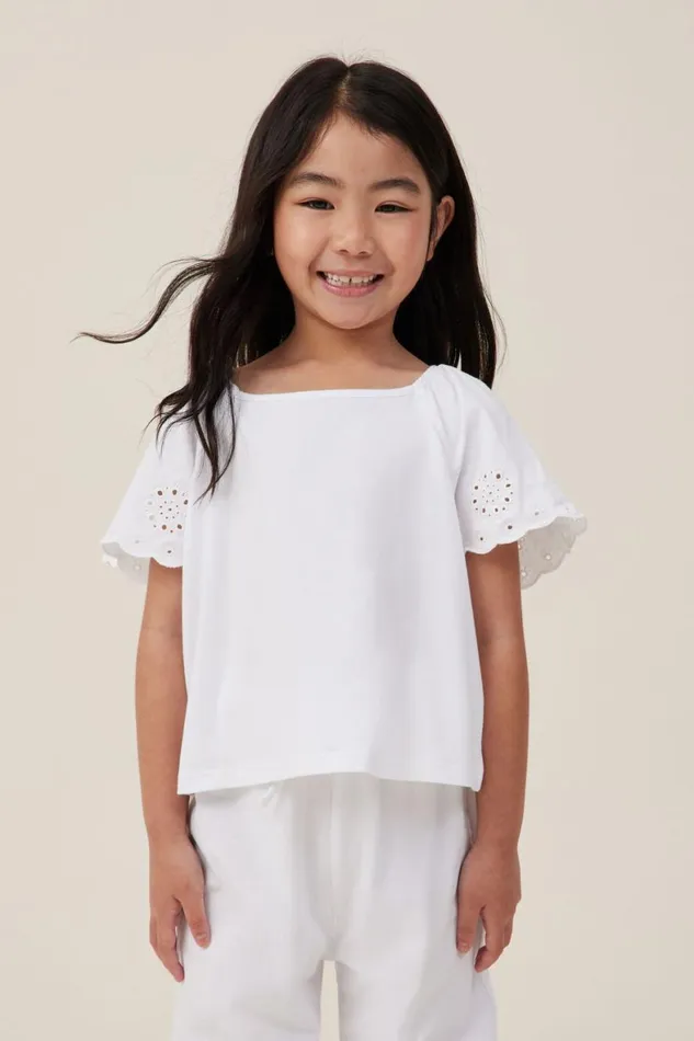 Girls 214 Tops and TShirts Cotton On Ava Short Sleeve Top White