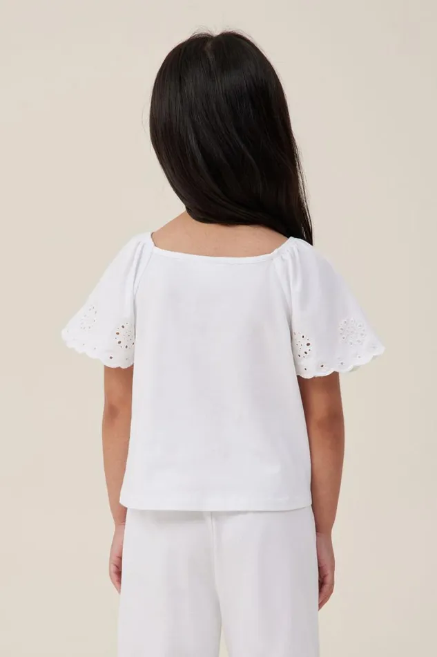 Girls 214 Tops and TShirts Cotton On Ava Short Sleeve Top White