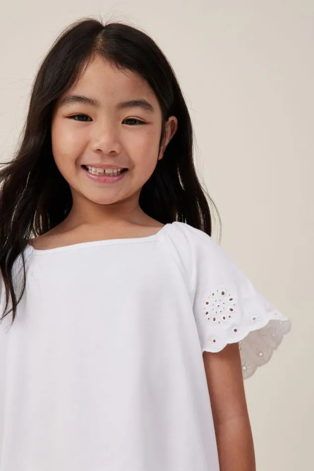 Girls 214 Tops and TShirts Cotton On Ava Short Sleeve Top White