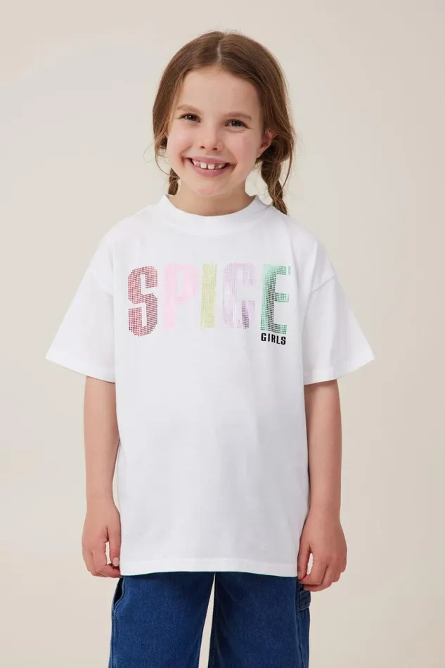Girls 214 Tops and TShirts Cotton On License Drop Shoulder Short Sleeve Tee Lcn Bra Spicegirlswhite Girls 214 Tops and TShirts Cotton On License Drop Shoulder Short Sleeve Tee Lcn Bra Spicegirlswhite