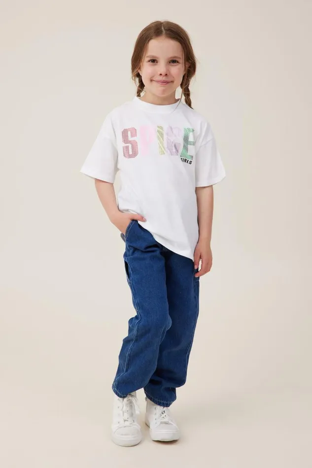 Girls 214 Tops and TShirts Cotton On License Drop Shoulder Short Sleeve Tee Lcn Bra Spicegirlswhite