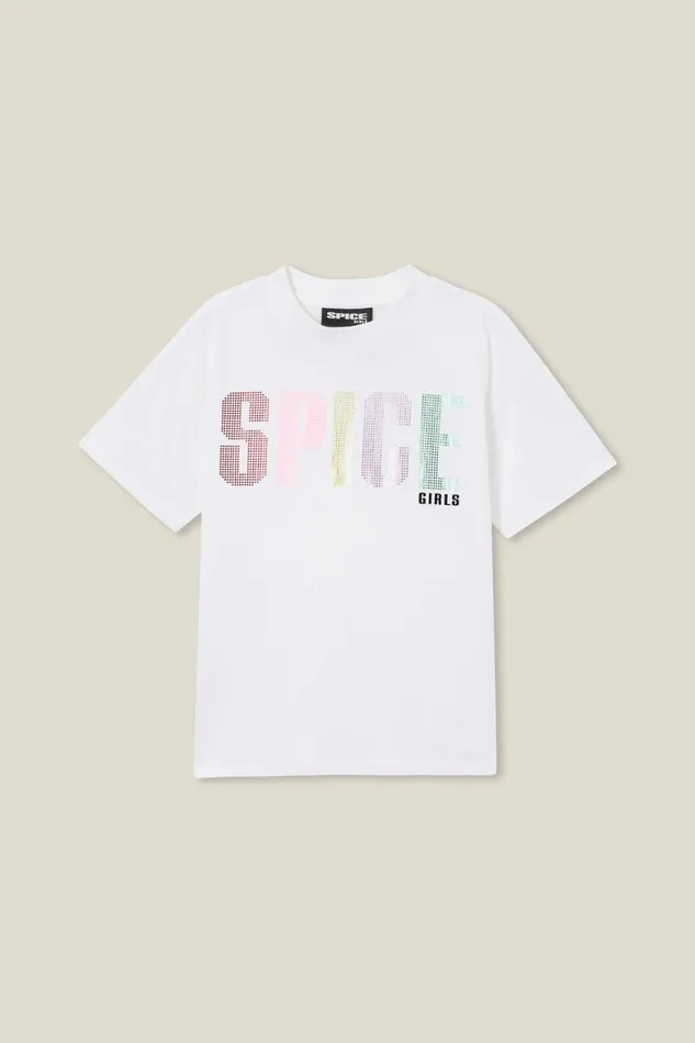 Girls 214 Tops and TShirts Cotton On License Drop Shoulder Short Sleeve Tee Lcn Bra Spicegirlswhite