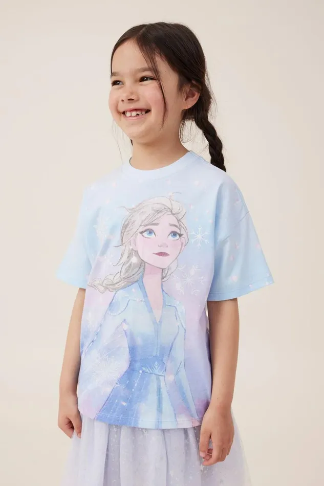 Girls 214 Tops and TShirts Cotton On License Drop Shoulder Short Sleeve Tee Lcn Dis Elsamorning Blue Girls 214 Tops and TShirts Cotton On License Drop Shoulder Short Sleeve Tee Lcn Dis Elsamorning Blue
