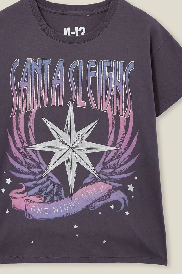 Girls 214 Tops and TShirts Cotton On Pippy Short Sleeve Tee Rabbit Greysanta Sleighs