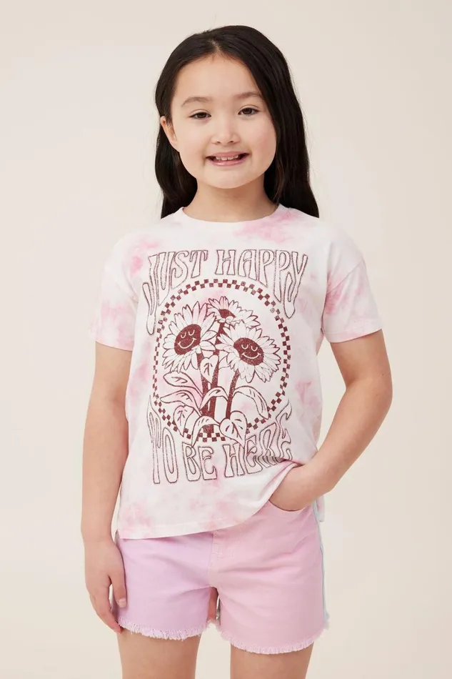 Girls 214 Tops and TShirts Cotton On Poppy Short Sleeve Print Tee Marshmallow Tie Dyejust Happy To Be Here Girls 214 Tops and TShirts Cotton On Poppy Short Sleeve Print Tee Marshmallow Tie Dyejust Happy To Be Here
