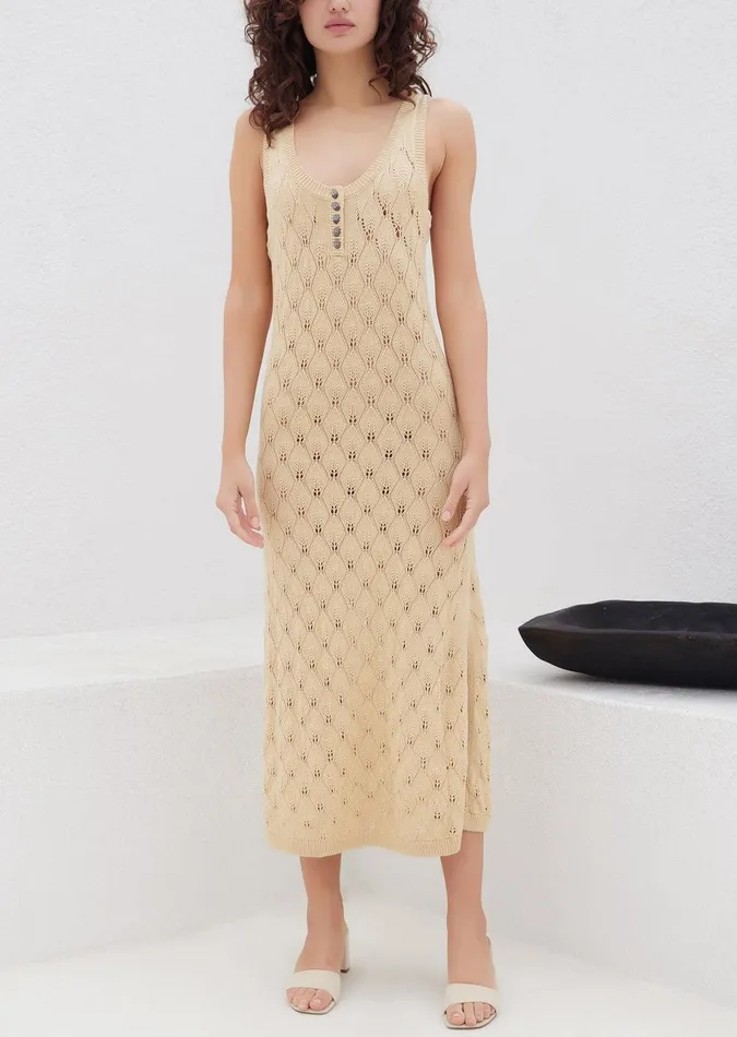 Going Steady Midi Dress Ecru Women Lost Wander Dresses