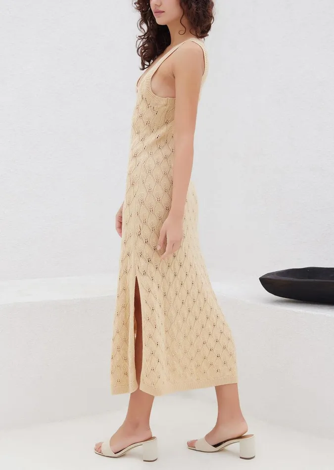 Going Steady Midi Dress Ecru Women Lost Wander Dresses