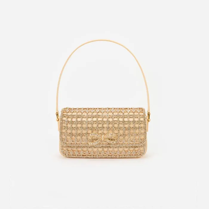 Gold Crystal Baguette Bag Women Self Portrait Shoulder Bags