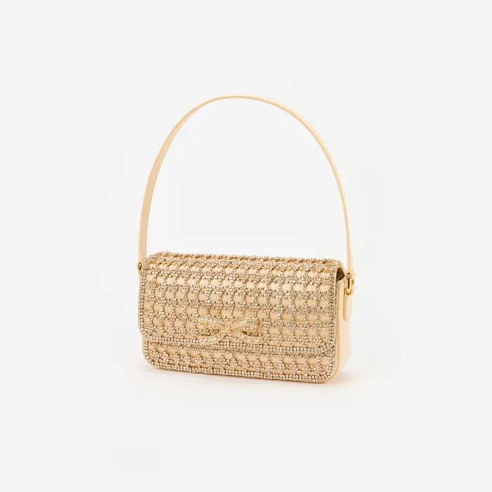 Gold Crystal Baguette Bag Women Self Portrait Shoulder Bags Gold Crystal Baguette Bag Women Self Portrait Shoulder Bags