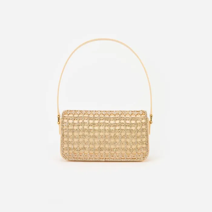 Gold Crystal Baguette Bag Women Self Portrait Shoulder Bags Gold Crystal Baguette Bag Women Self Portrait Shoulder Bags