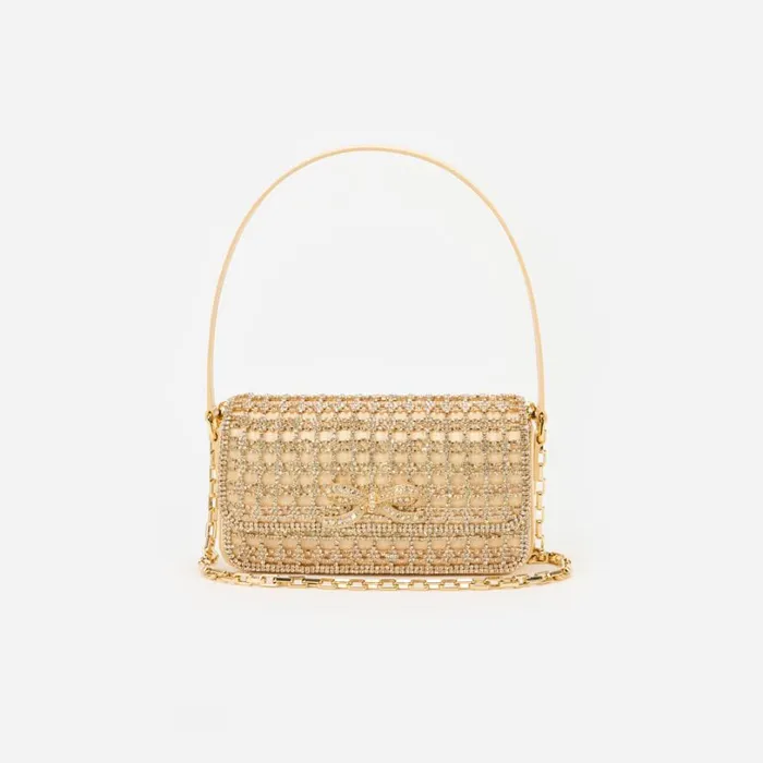 Gold Crystal Baguette Bag Women Self Portrait Shoulder Bags Gold Crystal Baguette Bag Women Self Portrait Shoulder Bags